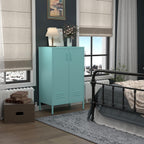 IRONFFICE Metal Accent Cabinet, Steel Cabinet Organizers and Storage, Metal Cabinet with Adjustable Shelves, 2 Doors Storage Cabinet for Hallway, Office, Blue