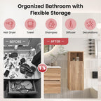 12" Floating Bathroom Storage Cabinet, Modern Bathroom Wall Cabinets with Soft-Closing Door & Open Shelf, Bathroom Side Cabinet for Small Spaces, Apartment, Rough Oak