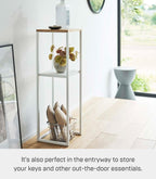YAMAZAKI Home Tower Two-Tier Display & Corner Storage Shelf, Entryway Or Bedside Console Table for Humidifiers Or Plants, 31.5" - Steel + Wood
