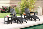 BRIOPAWS Folding-Adirondack-Chairs Set of 2 | HDPE Plastic | Fire Pit Chair | Cup Holder | Curved Back | All Weather| for Outdoor Backyard Deck Patio | Black