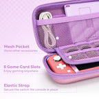 innoAura Switch Lite Case for Switch Lite Model 2019, 15-in-1 Accessories Bundle with Carrying Case, Screen Protector, Cute Pendant & Thumb Caps (Mermaid Pink)