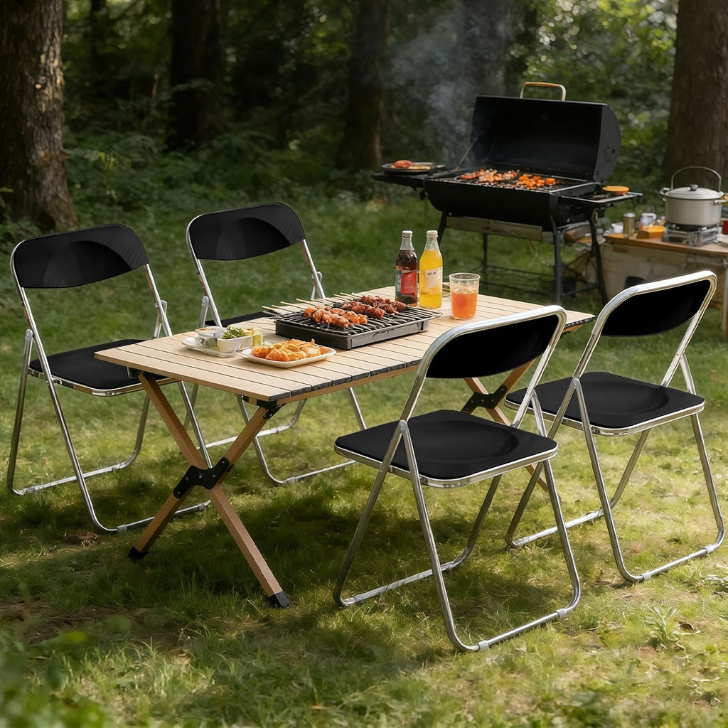Folding Chair, 2 Pack Acrylic Chair, Black | Space-saving acrylic folding chair,easy fold & store.Holds up to 300 lbs,comfortable for home,office,parties and daily use.