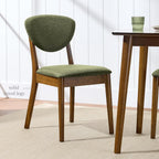 Best Choice Products Dining Chairs Set of 2, Mid-Century Modern Upholstered Wood, Armless w/Seat Cushion, Padded Backrest - Walnut/Moss Green