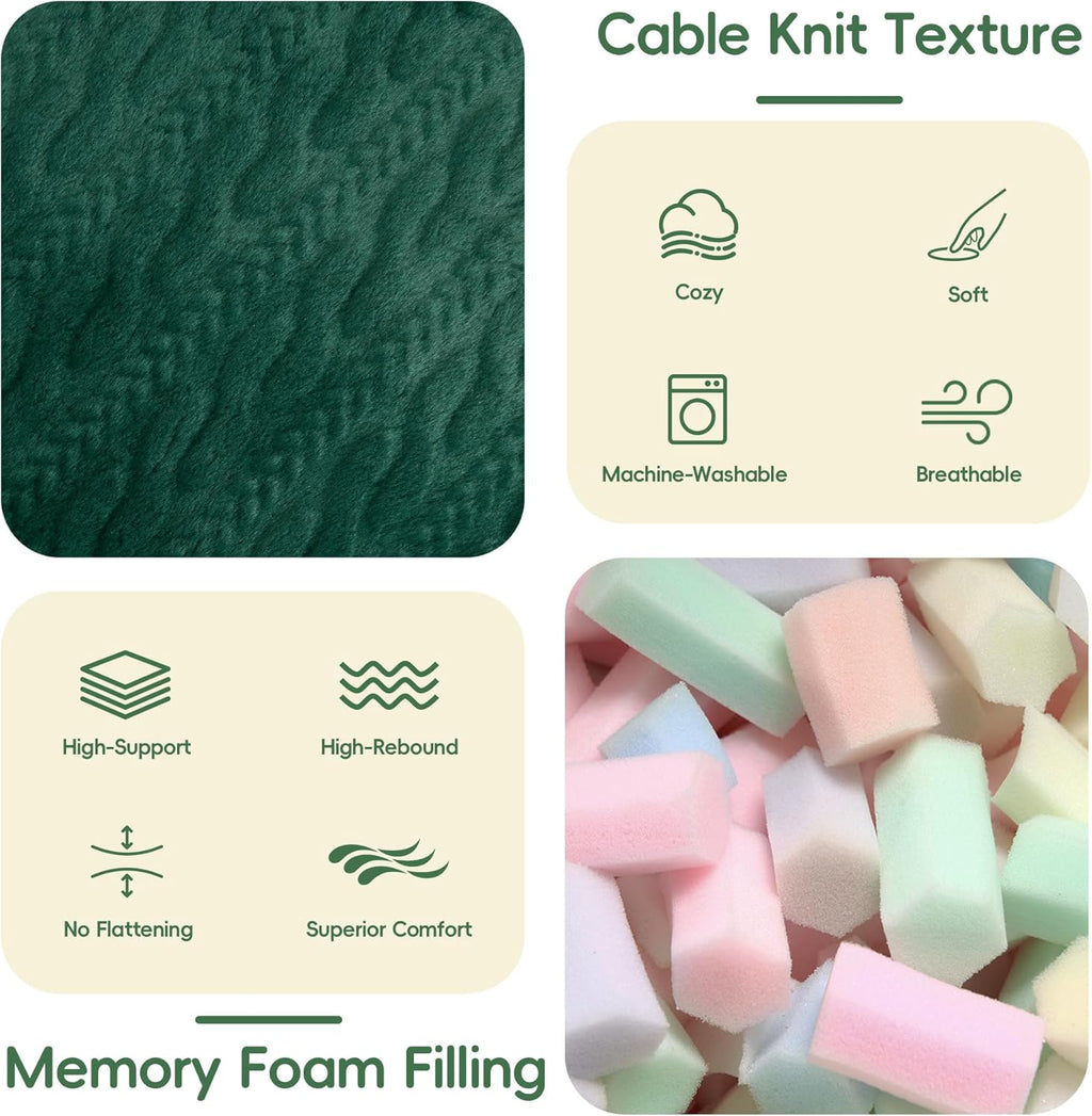 4FT Bean Bag Chair Large Beanbag Chairs for Adults with Memory Foam Removable Cover Luxurious Braided Fabric, Adult Bean Bag Chairs for Living Room Bedroom Gaming Dorm Office（Green,4FT-44"*44"*24"）