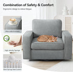 36.2" Wide Swivel Accent Chair - 360° Rotation Upholstered Modern Design Comfortable Cushioned Seating, Pillowback Glider Rocking Chair for Living Room, Bedroom, Nursery and Reading Nook, Gray