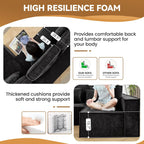 167'' Boneless Chenille U Shaped Couch, Oversized Modular Sectional 8 Seater Sofa, Modern Deep Seat Corner Cloud Compressed Couch, No Assembly Sleeper Sofa with Chaise for Living Room, Black