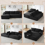 96" L Shaped Cloud Sectional Couch with Chaise, Deep Seat Modular Sectional Sofa Corduroy Memory Foam Sofa Boneless Couches for Living Room Bedroom, No Assembly Required | Breathable material