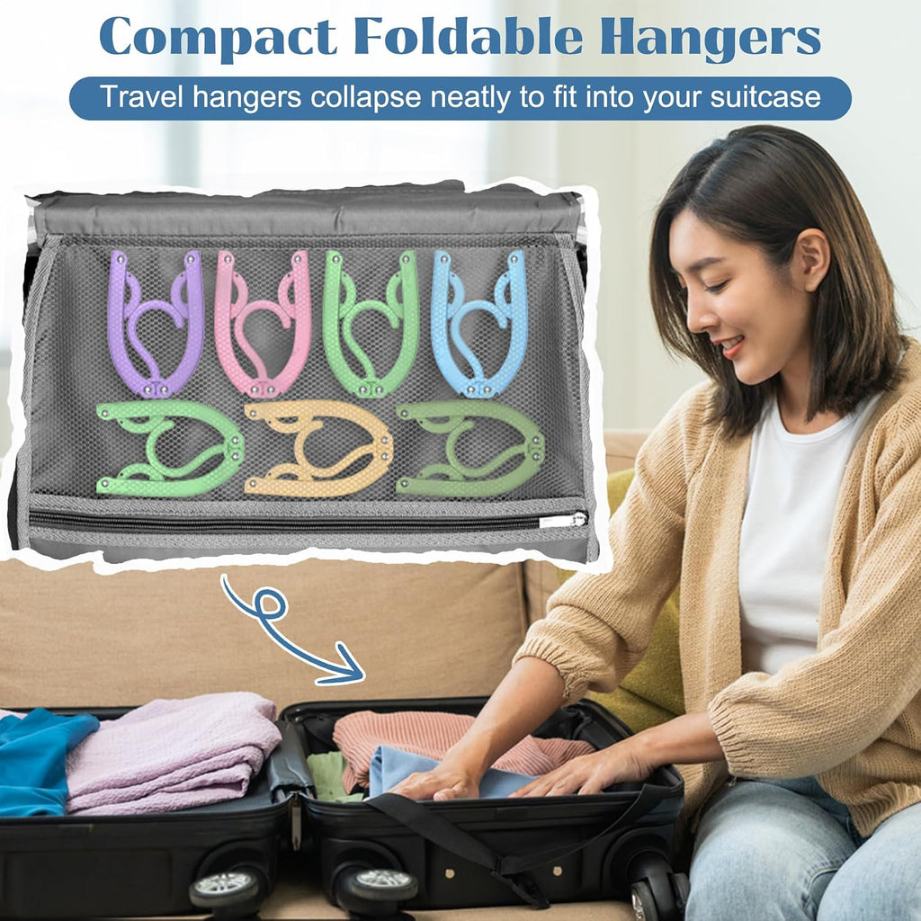 6 Pcs Portable Travel Hangers for Cruise Ship Essentials 2026, Plastic Folding Foldable Hangers Clothes Drying Rack Travel Accessories for Suitcase, RV, Camping, Flying, Hotel, Road Trip (Multi)