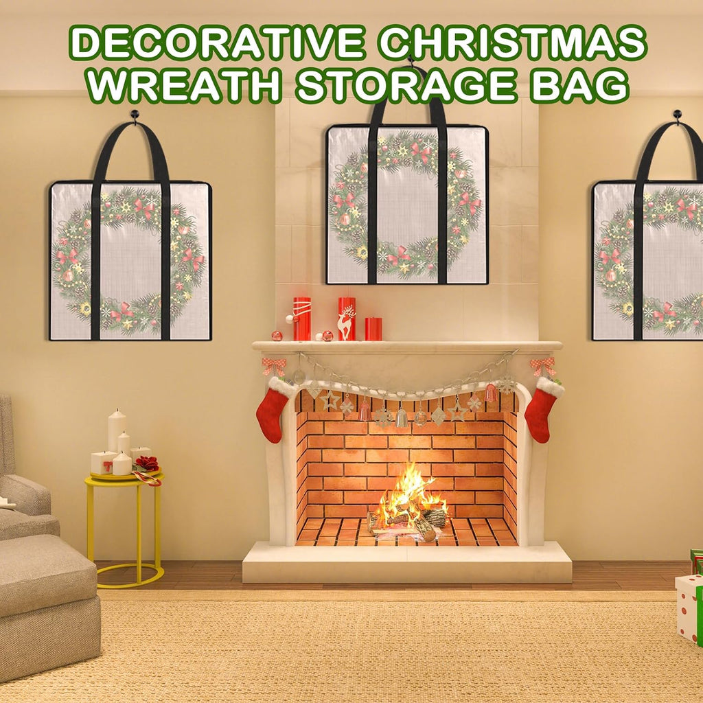 Lukeline 4 Pack Wreath Storage Bag,Clear Christmas Garland Container,Moving Bag with Handles and Zipper,Christmas Wreath Storage Carrying Bag