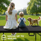 Folding Table 4 Foot, 3-Position Adjustable Height, Heavy Duty 440LBS Capacity, HDPE Wicker Pattern, Portable Tables Folding for Camping, Party, Indoor & Outdoor Use, 1 Pack.