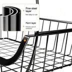 VECELO 5-Tier Fruit Basket with Wheels, Fruit and Vegetable Storage Cart for Kithchen, Easy to Move, Durable, Stackable Produce Organizer Wire Baskets for Kitchen, Pantry, Living Room