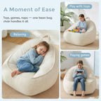 HUGHEAVEN Bean Bag Chairs for Kids, Toddler Bean Bag Chair, Comfy Cozy Reading Chair & Stuffed Toddler Floor Sofa, Soft Beanbag Chairs for Boys and Girls, Lazy Floor Seat for Gaming and Reading, Beige
