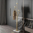 SYO Gold Metal Coat Rack (with Marble Base) — Entryway Standing Coat Stand, Heavy-Duty Vertical Design, Suitable for Entryways, Bedrooms, and Living Rooms