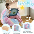 COMAX Bean Bag Chair for Kids, Unicorn Convertible Toddler Beanbag Bed, Children Bean Chair Stuffed to Floor Mattress with Filler, Colorful Rainbow