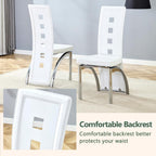 White Dining Chairs Set of 4, Upholstered Kitchen Chairs Set of 4 | Faux Leather Cushion and Metal Legs, Modern Dining Room Chair for Restaurant Kitchen