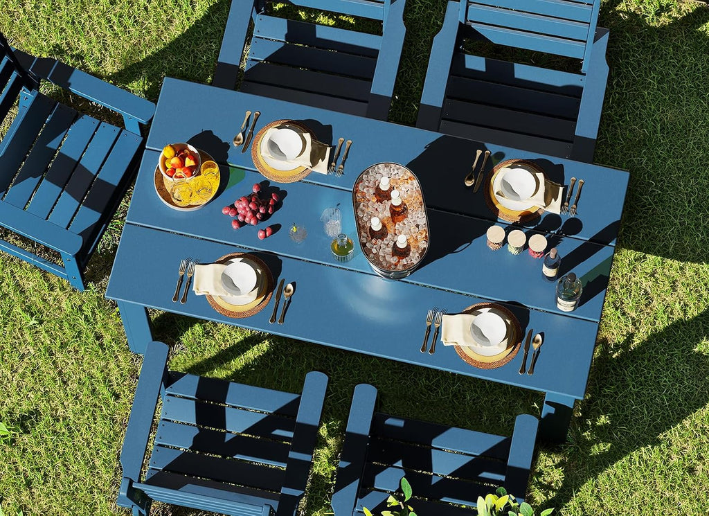 GREENVINES Outdoor Dining Chairs Set of 2 | HDPE | Patio Chair | All-Weather | Blue