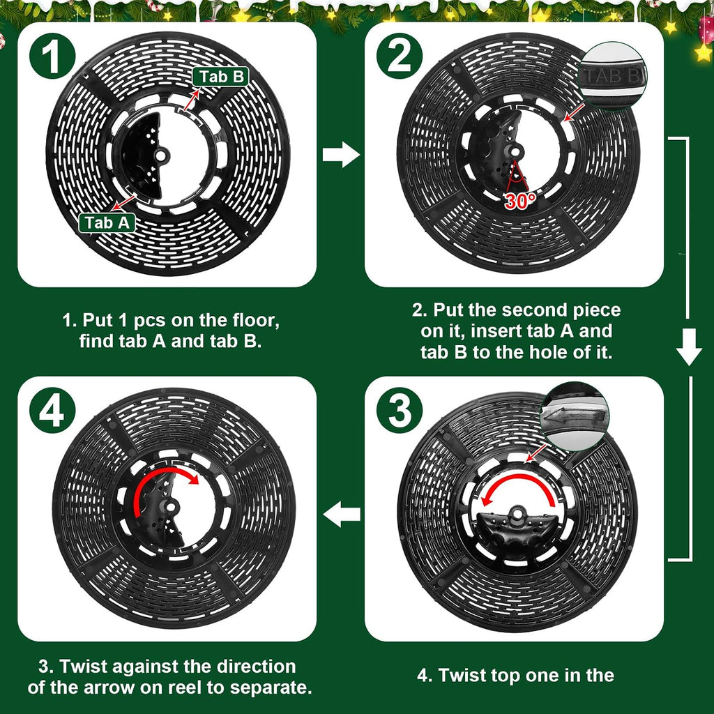 Christmas Light Storage Bag - Tear Proof 600D Oxford Fabric/Internal PVC Material with Reinforced Handles - With 4 Reels Stores up to 500 Ft Holiday Mini Christmas Tree Lights & Extension Cords,Green