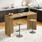 Tribesigns Bar Table, 63-Inch Counter Height Pub Table, Industrial Bar Height Table, Rectangular High Top Kitchen & Dining Counter Tables with Louvered Base for Narrow Space, Natural