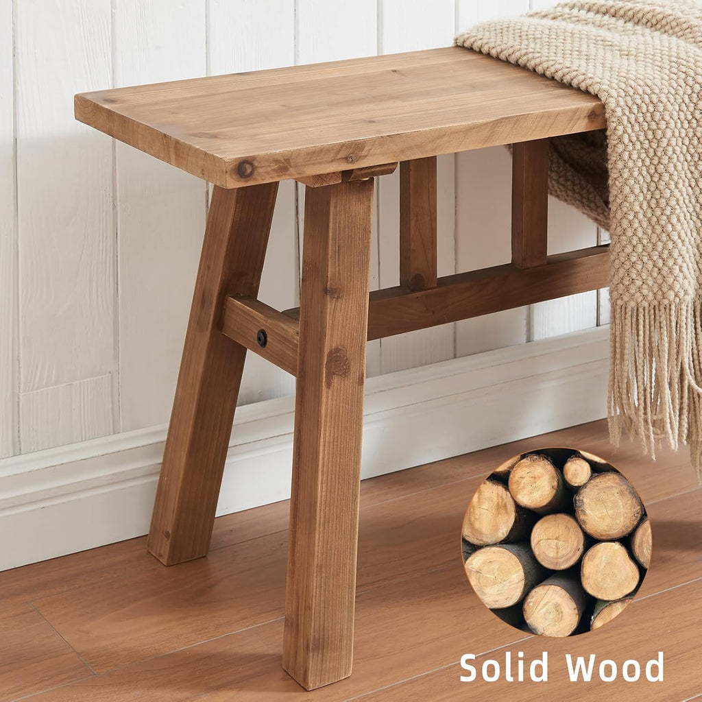 Wnutrees 51.2" Solid Wood Bench, Farmhouse Rustic Entryway Bench Seat for Dining Room, Hallway, End of Bed, Handcrafted Finish, Natural