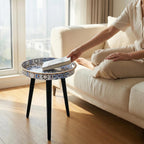 Round Indoor Side Tables with Detachable Wooden 3 Legs, Versatile Tray Table, Perfect for Round Coffee Table Tea, and Relaxation Time 17.7 Inch (33 Bohemian)