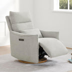 CHITA Swivel Rocker Recliner Chair, Power Nursery Glider Recliner, Nursery Rocking Chair with Adjustable Power Headrest, FSC Certified, Solid Wood Base, Crockery (Gray)