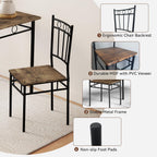 Vipbear Kitchen Dining Table Set for 4, 5-Piece Kitchen Table Set,Dining Room Table Sets,Rectangular Kitchen Table Set with 4 Chairs for Small Space, Dinette,Apartment,Rustic Brown
