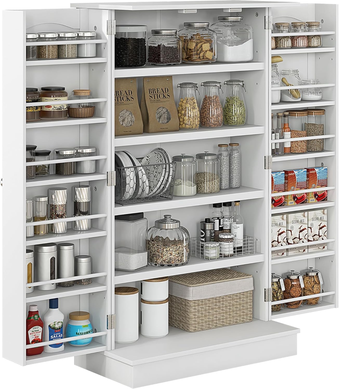 Kitchen Pantry Storage Cabinet with 5-Tier Shelving,12 Spice Racks,Buffet Kitchen Sideboard,for Kitchen,Dining Room,11.75 * 23.5 * 41