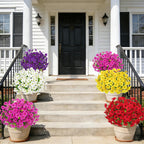 20 Bundles Artificial Flowers for Outdoors, Fake Flower UV Resistant Silk Morning Glory Petunias Eucalyptus Faux Plants for Outside Planter Vase Garden Yard Porch Window Home Decor, Multicolor