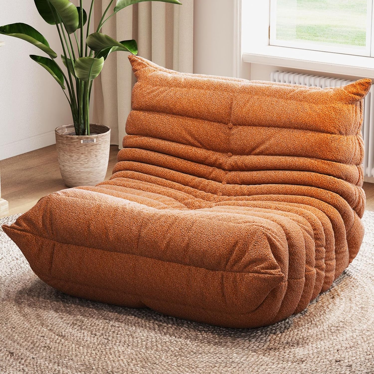 Oversized Bean Bag Chairs for Adults, Giant Beanbag Chair with Memory Foam, Comfy Lounge Chair Lazy Sofa for Apartment, Living Room, Bedroom, Office(Teddy Fabric)