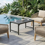 ODK Outdoor Coffee Table, Rectangle Weather-Resistant Patio Coffee Table for Garden, Balcony, Hot Tub, Poolside, Heavy-Duty Metal Frame, Grey