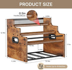 4-Tier Wood Display Shelf Wine Rack for 16 Bottles Wood Coffee Syrup Organizer with Handles Home Whiskey Shelf Retro Mini Liquor Cabinet Spice Rack Coffee Bar Shelves, Brown
