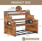 4-Tier Wood Display Shelf Wine Rack for 16 Bottles Wood Coffee Syrup Organizer with Handles Home Whiskey Shelf Retro Mini Liquor Cabinet Spice Rack Coffee Bar Shelves, Brown