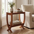 Solid End Table, 2-Tier Couch Side Table with Arched Legs for Small Space, Living Room, Easy Assembly, Warm Walnut