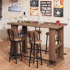 Garvee 63-Inch Bar Table, Wooden Home Coffee Bar Unit with Storage, Farmhouse Counter Height Pub Table with Metal Footrest for Home Kitchen, Dining Room, Bistro, Living Room, Walnut