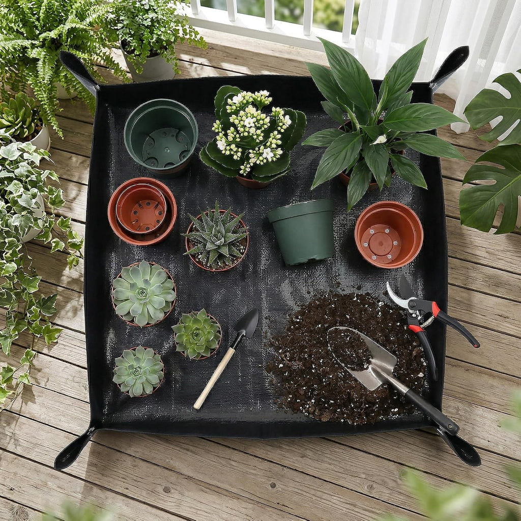 Waterproof Large Plant Potting Mat Portable and Foldable Gardening Repotting Mat for Indoor Plants Thickened Potting Mats in Garden Outdoor for Transplanting (39.4In x 39.4In)