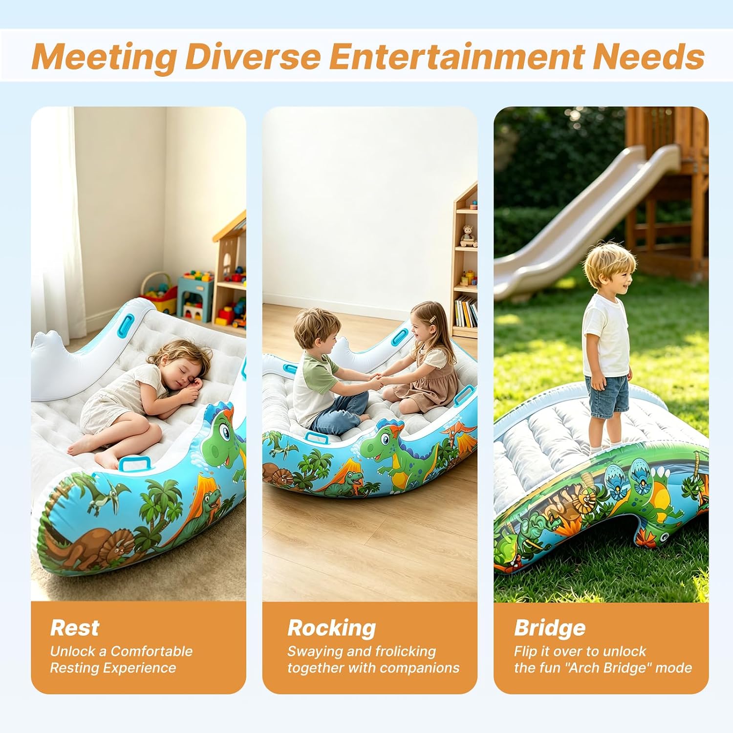 Sensory Inflatable Rocking Chair for Toddlers – Calming Sensory Chair for ADHD & Autism, Built-in Dual Function Air Pump, Inflatable Rocker for Sensory Room, Therapy, Relaxation, Gift for Boys & Girls