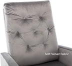 Dolonm Rocking Chair Mid-Century Modern Nursery Rocking Armchair Upholstered Tall Back Accent Glider Rocker for Living Room (Grey - Velvet)