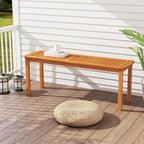 Tangkula Acacia Wood Outdoor Bench, 47" Patio Dining Bench with Slatted Seat, Backless Wooden Garden Bench, Farmhouse Furniture for Garden, Entryway, Poolside, Porch, Balcony, Park & Deck