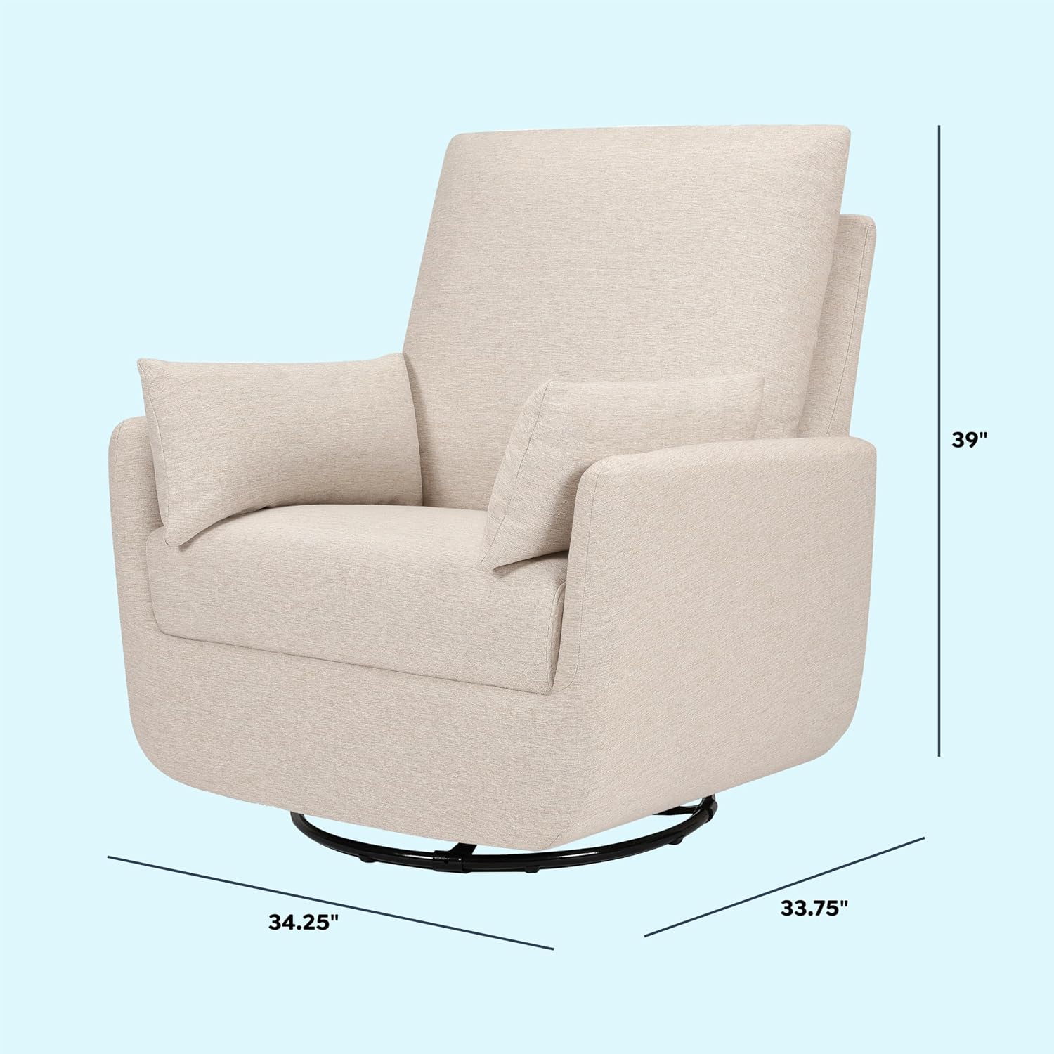 Davinci Juno Swivel Glider, GREENGUARD Gold Certified, Beach | FSC & CertiPUR-US Certified Glider w/ 360° Swivel & Metal Base - Spacious Seating for Extra Comfort - Fully Assembled