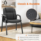 Sweetcrispy Waiting Room Office Guest Chairs Set of 2, PU Leather Big and Tall No Wheels Executive Office Chair with Padded Arms for Reception Conference Room Lobby