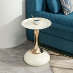 Round Pedestal Side Table, Small Metal Drink Table for Small Spaces, Modern Accent End Table for Living Room, Bedroom, Sofa, Cocktail Table