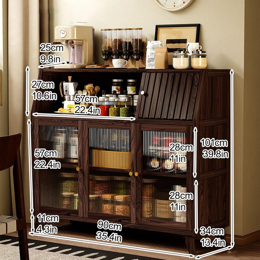 Storage Cabinet with Drawer - Tall Freestanding Kitchen Pantry Cupboard for Dining Room and Living Room, Assembly Required