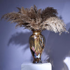 11.8" Tall Blown Amber Gold Glass Vase, Amber Opaque Glass Vase, Unique Design Wide Mouth Art Decoration for Home, Living Room, Dining Table, Pampas Grass Decor (Amber Gold)