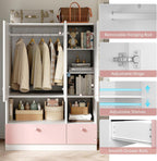 White Armoire Wardrobe Closet with Hanging Rod - Freestanding 3-Door Wooden Wardrobe Cabinet Closet for Bedroom & Dorm, Bedroom Armoires, Features Adjustable Shelves and Drawers for Toys & Clothes