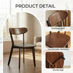 100% Solid Wood Dining Chairs,Mid Century Modern Dining Chairs with Rounded Backrest,Kitchen,Dining Room Chairs Set of 1/2/4 (6, Walnut Color)