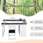 4-in-1 Kids Art Table and Chair Set, Wood Toddler Activity Desk with Large Storage Cabinet, Versatile for Drawing, Painting, Writing, Craft, Reading, and Play – Ideal for Children Ages 2-12