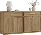 SICOTAS Buffet Cabinet with Storage Tall Modern Accent Storage Cabinet with Doors and Shelves 60 inch Wide Wooden Sideboard Credenza Buffets Console Table Coffee Bar for Kitchen Dining Living Room