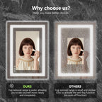 Sweetcrispy 24"x 32" Smart Anti-Fog LED Bathroom Mirror with Lights and Front Light & Backlit, 3 Color Temperatures, Dimmable, Memory Function, Rectangle Modern Vanity Mirror