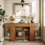 Einhomn 63 Inches Entryway Table, Wooden Console Table with Storage, Narrow Sofa Table Behind Couch, Farmhouse Long Entry Hallway Tables for Entrance, Foyer, Living Room, Natural Brown