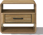 LuxenHome Modern Nightstand with Drawer and Open Shelf,15.7" H Wood Accent End Table and Night Stand with Rounded Corners, Small Bedside Table with Storage for Bedroom，Living Room